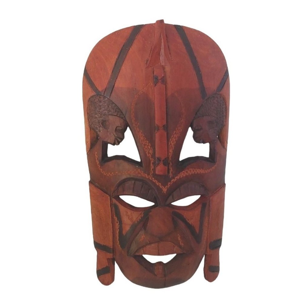 Handcarved Wood African Tribal Mask Wall Art